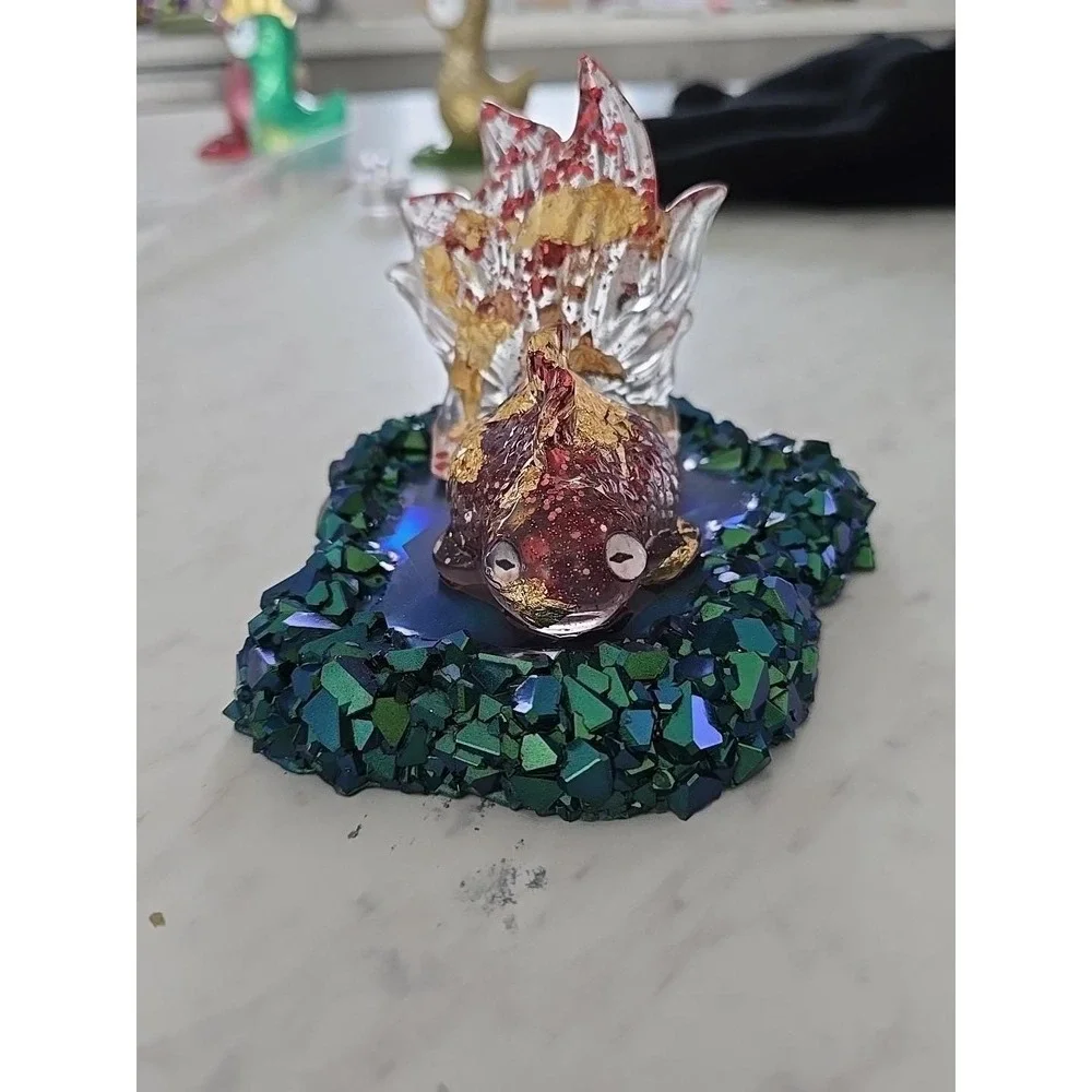 Handmade Resin Goldfish  In Pond Decoration‎ Gift  694